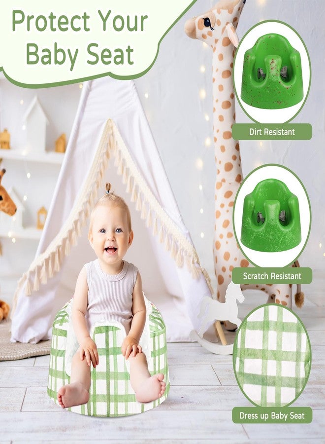 DAYEEBALL Seat Cover Compatible with Bumbo Seat, Soft and Breathable Baby Floor Seat Cover for Baby Boy & Girl (Cover Only), Green Grid - Image 4